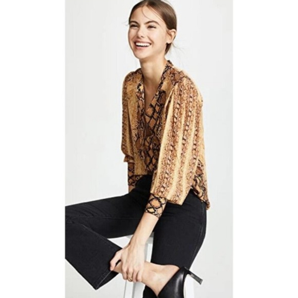 JOIE Python Print Button-Down Blouse - Picture 2 of 8